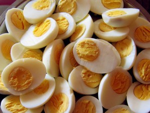 Cross-sectioned Hard-boiled eggs
