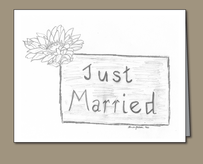 Just Married, Just married sign, Crysanthemum.