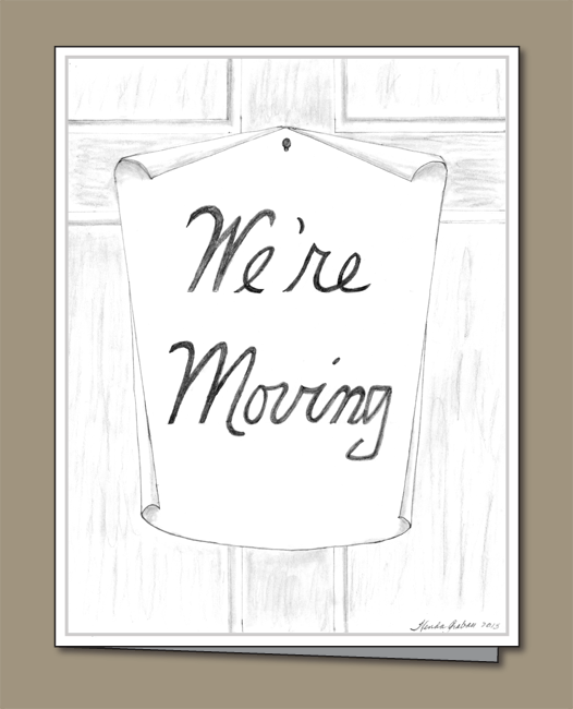 Not on the door greeting card. We're Moving greeting card,