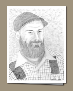pencil sketch, lumberjack, woodsman, beard, 