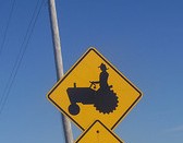 Traffic sign, tractor and farmer silhouette, tractor, 
