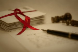 Ribbon, love letters, letters, fountain pen, bundle of love letters, letters,